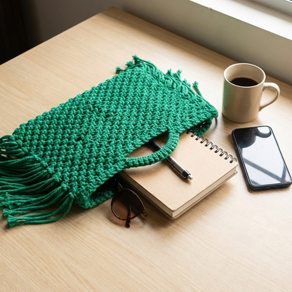 Emerald Boho Fringe Tote