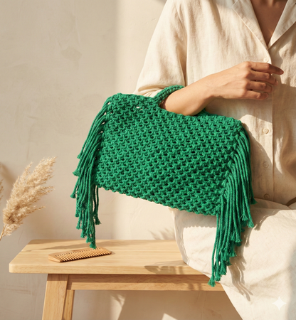 Emerald Boho Fringe Tote